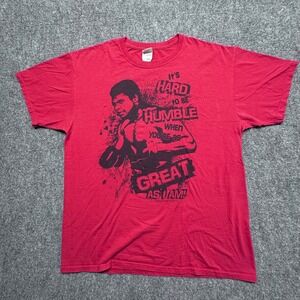 Muhammad Ali T-Shirt Men's L Red Graphic Tee "It's Hard to Be Humble" Jerzees